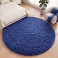 thumbnail image 4 of Nefoso 4ft x 4ft Round Area Rug, Soft Fluffy Circle Rug Shag Round Rugs for Living Room Bedroom Indoor Home Decor, Blue, 4 of 11