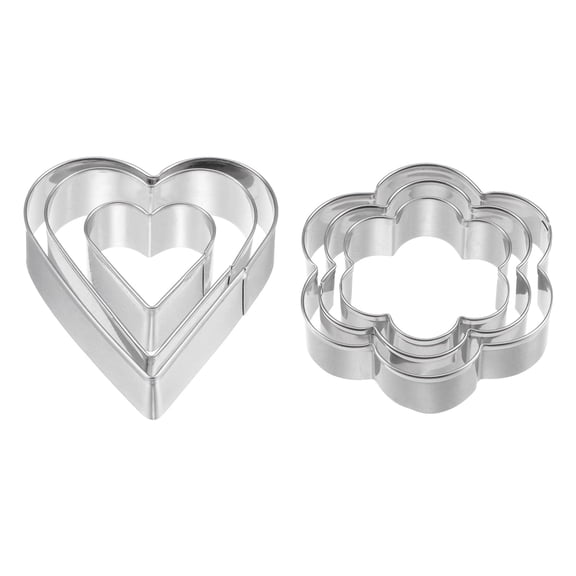 Uxcell Cookie Cutters, Heart Flower Shaped Biscuit Cookie Cutter 6 Pack