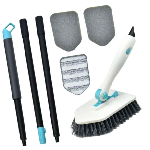 Cepillo de limpieza para ducha, mango extensible, cepillo para fregar, limpiador de azulejos Blanco