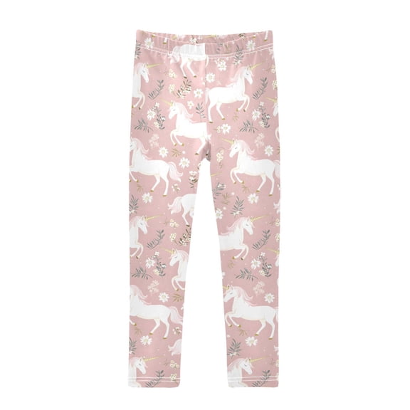 White Unicorn Printed Leggings Yoga Pants for in 4t to 10t