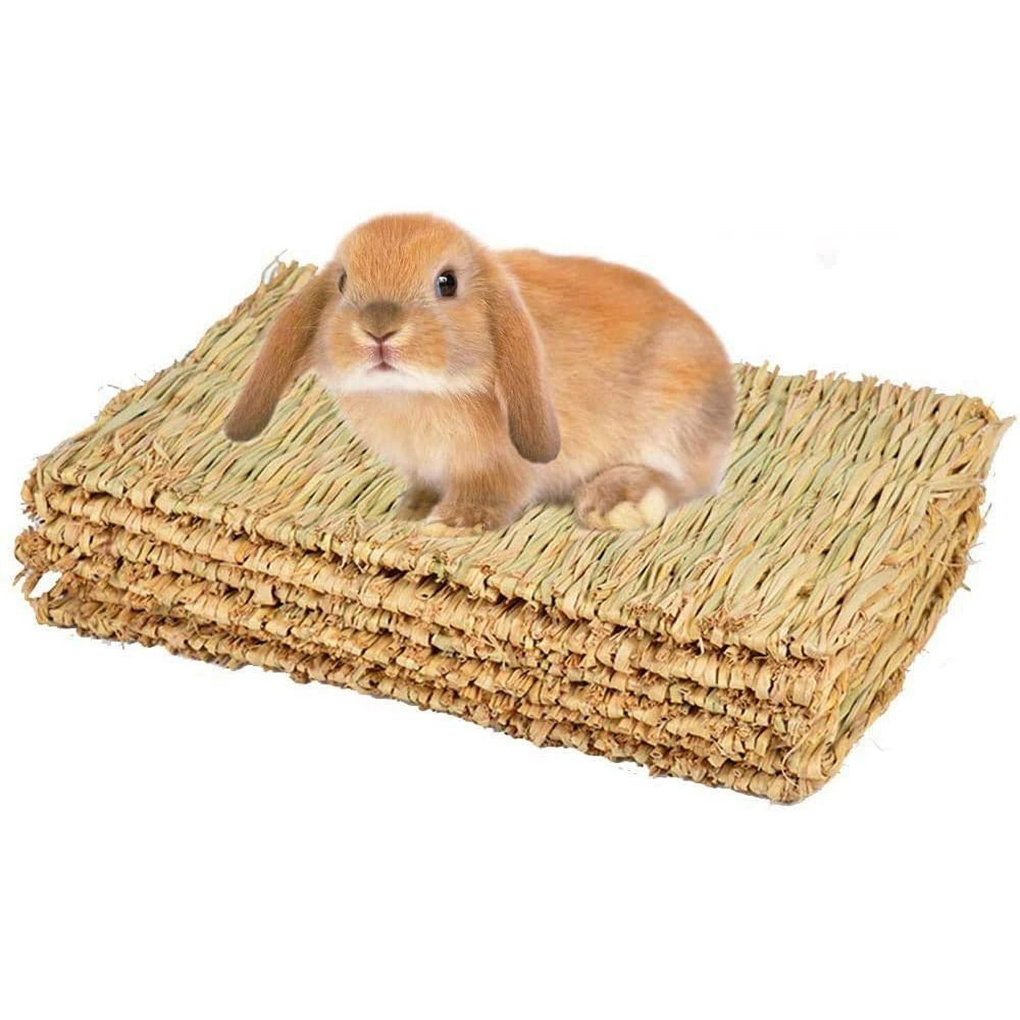 Rabbit Mat Grass Mat for Rabbits Hand woven Natural Grass Mat for Small Pet Chew Toy Bed for Hamster Pig Rabbit and Parrot 4 Pieces JUN Walmart