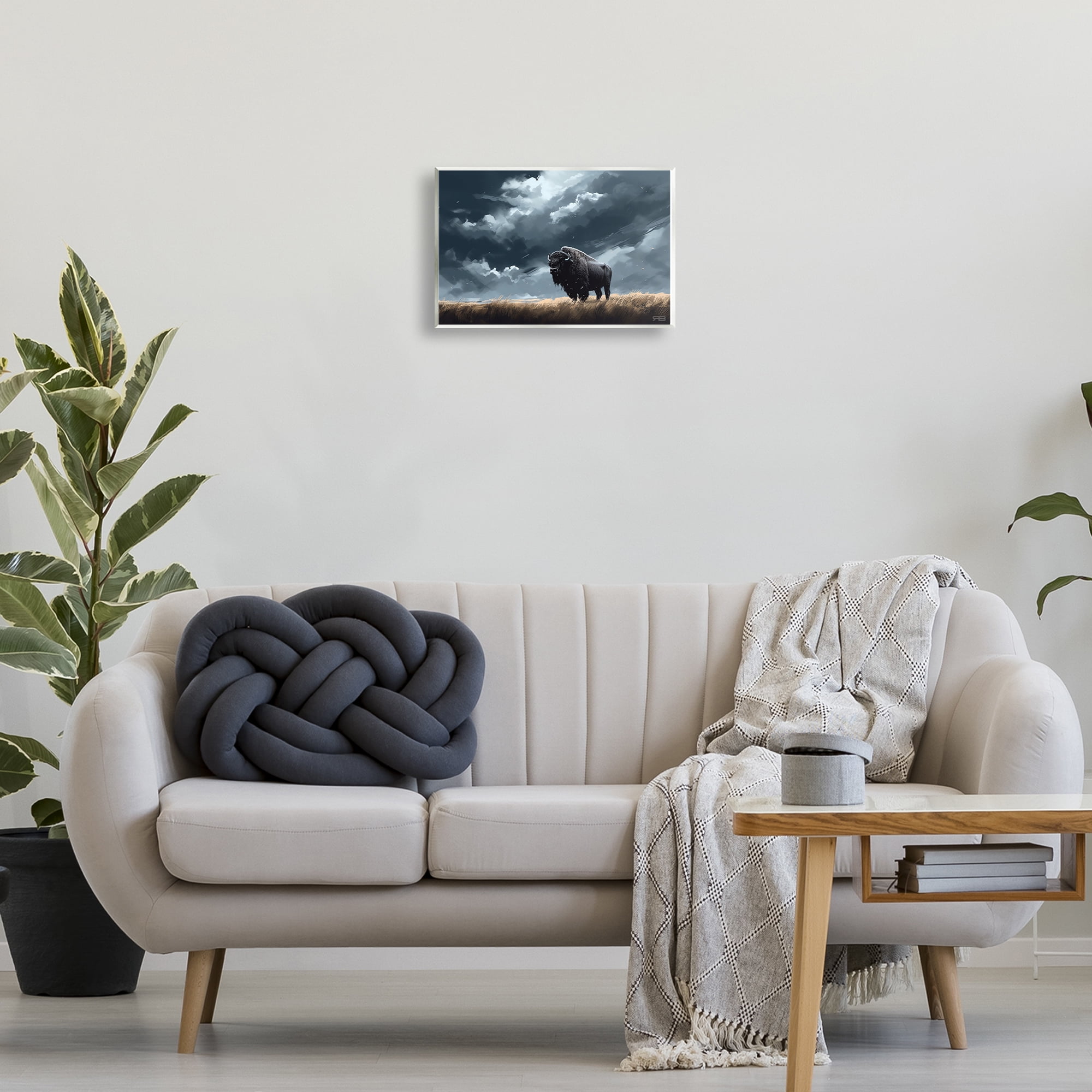Stupell Industries Bison Silhouette with Clouds Landscape Painting Unframed Art Print Wall Art, 15 x 10