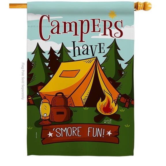 Angeleno Heritage H137128-BO Smore Fun Outdoor Camping 28 x 40 in. Double-Sided Decorative Vertical House Flags for Decoration Banner Garden Yard Gift