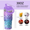 thumbnail image 2 of 30oz Mermaid Tumbler with Handle and Flip Straw, Stainless Steel Insulated Cup, Travel Coffee Mug Water Bottle, Birthday Mothers Day Chritmas Gifts for Women Animal Lovers, 2 of 6