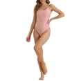 thumbnail image 2 of INSPIRE CHIC Women's Strappy Ribbed Monokini 1 Piece Adjustable Spaghetti Straps Triangle Bottoms Swimwear Bikini Suits Small Pink, 2 of 5