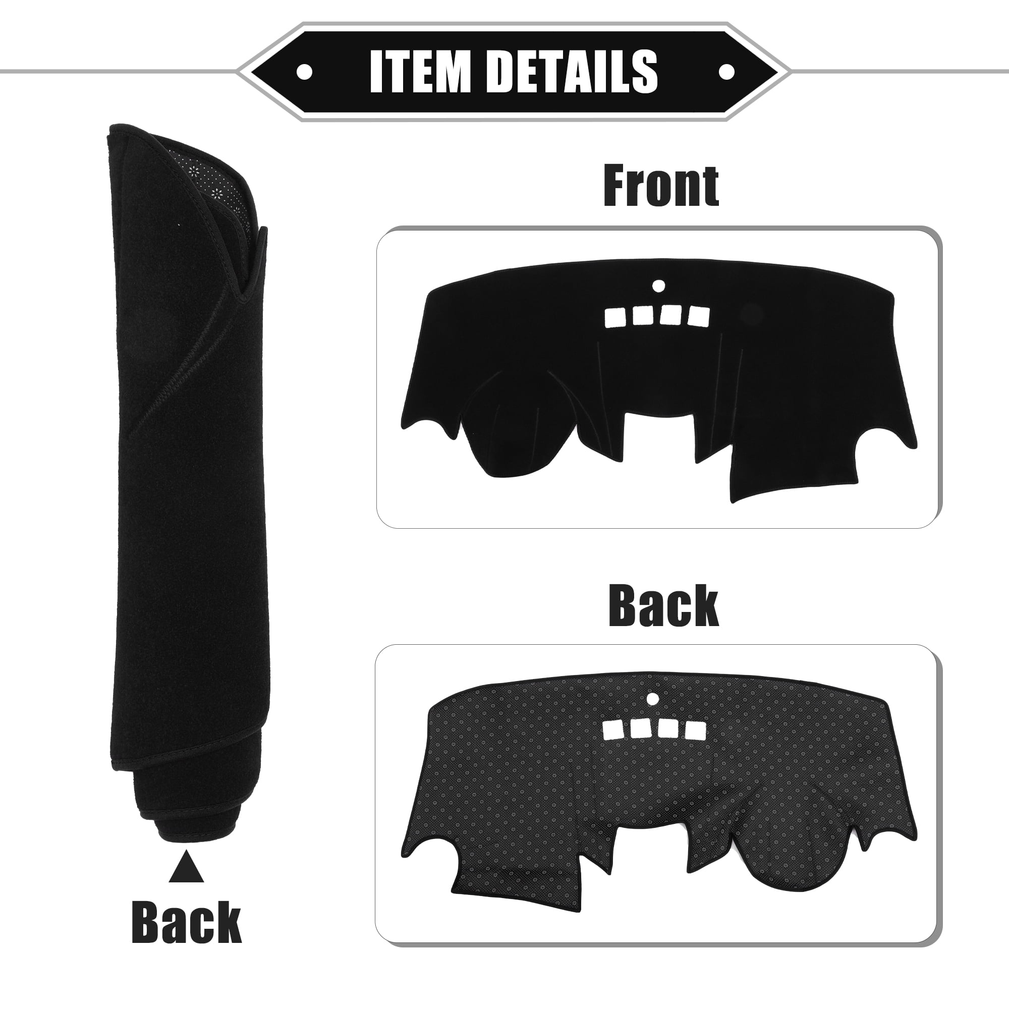 Unique Bargains Dashboard Cover Mat Compatible for Ford Fiesta 2011-2019 Nonslip Polyester Dash Board Protector,Black