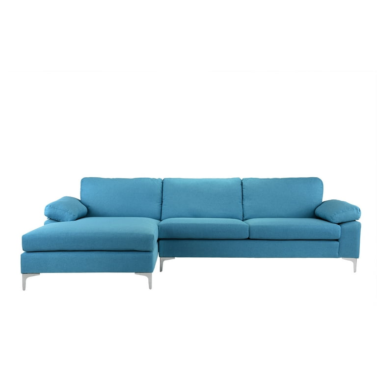 Modern Large Linen Fabric Sectional Sofa L Shape Couch with Extra