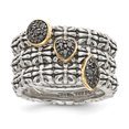 thumbnail image 1 of Sterling Silver Two Tone Silver And Gold Plated Sterling Silver w/Black Diamond 3 Stackable Rings, 1 of 3