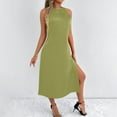 thumbnail image 4 of Vestido sin mangas con cuello redondo y bajo asimétrico para mujer - Conjunto informal y vaporoso para fiestas de verano - Corte holgado - Tallas XS-XXL, 4 of 8