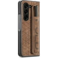 thumbnail image 3 of Phone Case for Samsung Galaxy Z Fold 5 5G 2023 and Cell Accessories Leather Cover with S Pen Holder Slot Wrist Strap Protective Hard Rugged Hybrid ZFold5 Z5 Fold5 5Z ZFold55G Women Men Brown, 3 of 9