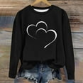 thumbnail image 2 of Women's Casual Crew Neck Graphic Sweatshirts Love Heart Print Long Sleeve Cute Tops Teens Girls Casual Spring T Shirts(Black,XXL), 2 of 5