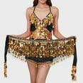 thumbnail image 5 of Women's Sexy 2Pcs Belly Dance Outfit Sequin Tassel Bra Crop Top with Sparkly Fringe Hip Scarf Sets for Carnival Party, 5 of 5
