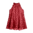 thumbnail image 7 of Uscallm Women's Halter Sleeveless High Low Embroidery Boho Mini Beach Dresses Summer Vacation Sundress Flowy Casual, Red 2XL, 7 of 7