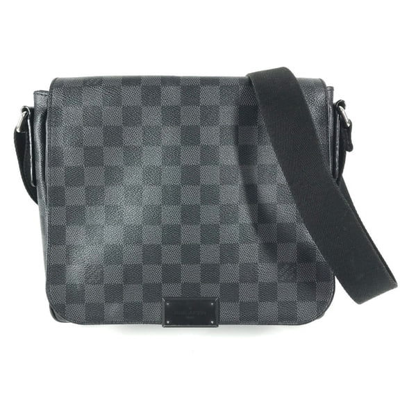 Pre-Owned LOUIS VUITTON N41260 Damier Graphite District PM Crossbody Flap Messenger Bag...
