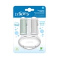 thumbnail image 1 of Dr. Brown's Cepillo de dientes de silicona para bebé con estuche de almacenamiento de viaje, 3 m + gris y verde claro, 2 unidades (paquete de 1), 1 of 9