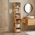 thumbnail image 2 of Tall Bathroom Storage Cabinet with Multiple Shelves and Vented Door, Natural - Trinidad Collection, 2 of 10