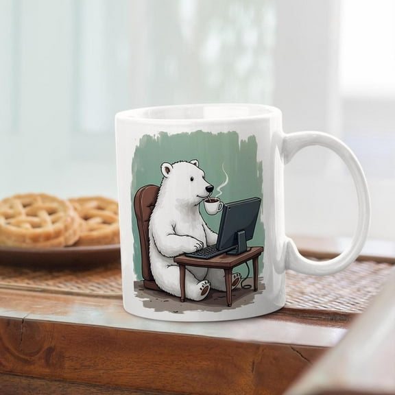 Funny Polar Bear Mug - CH1Ristmas Gift for M1en & WoM1en, Humorous Polar Bear Coffee Cup, Novelty H1oliday Mug, Quirky Animal Lover Gift