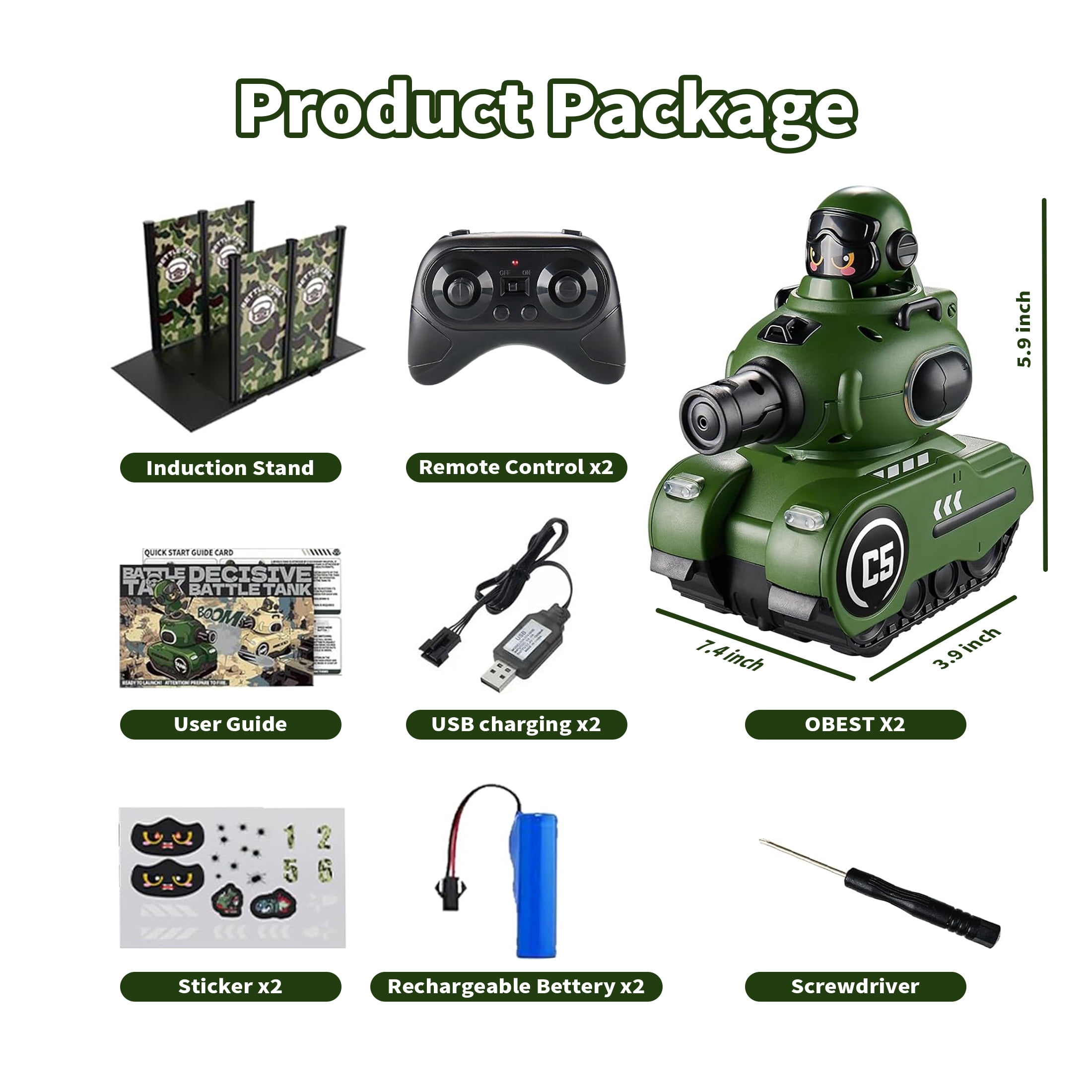 SaveJoy 2-Pack RC Battle Tank, RC Car Remote Control Car with Ejection Station Toy for Kids Ages 3-8, Birthday Gifts for Boys Girls