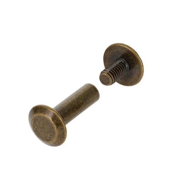 Chicago Screws, Flat Cap, Antique Brass, Solid Brass-LL (50 per bag), Multiple Sizes