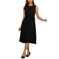 thumbnail image 2 of INSPIRE CHIC Women's Sleeveless Pleated Dress Tie Waist Casual Office A-Line Dresses Black 2XL, 2 of 6