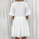 thumbnail image 4 of Puntoco Vestido De Manga Corta Con Cuello En V, Vestido De Verano Informal Estampado De Manga Corta Con Cuello En V Y Bolsillo Para Mujer, Color Blanco L, 4 of 6