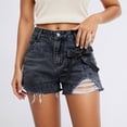 thumbnail image 2 of Womens High Waisted Denim Shorts Distressed Fashion Bow Tie Belt Bermuda Shorts with Pockets 2026 Summer Beach Casual Loose Shorts, 2 of 4