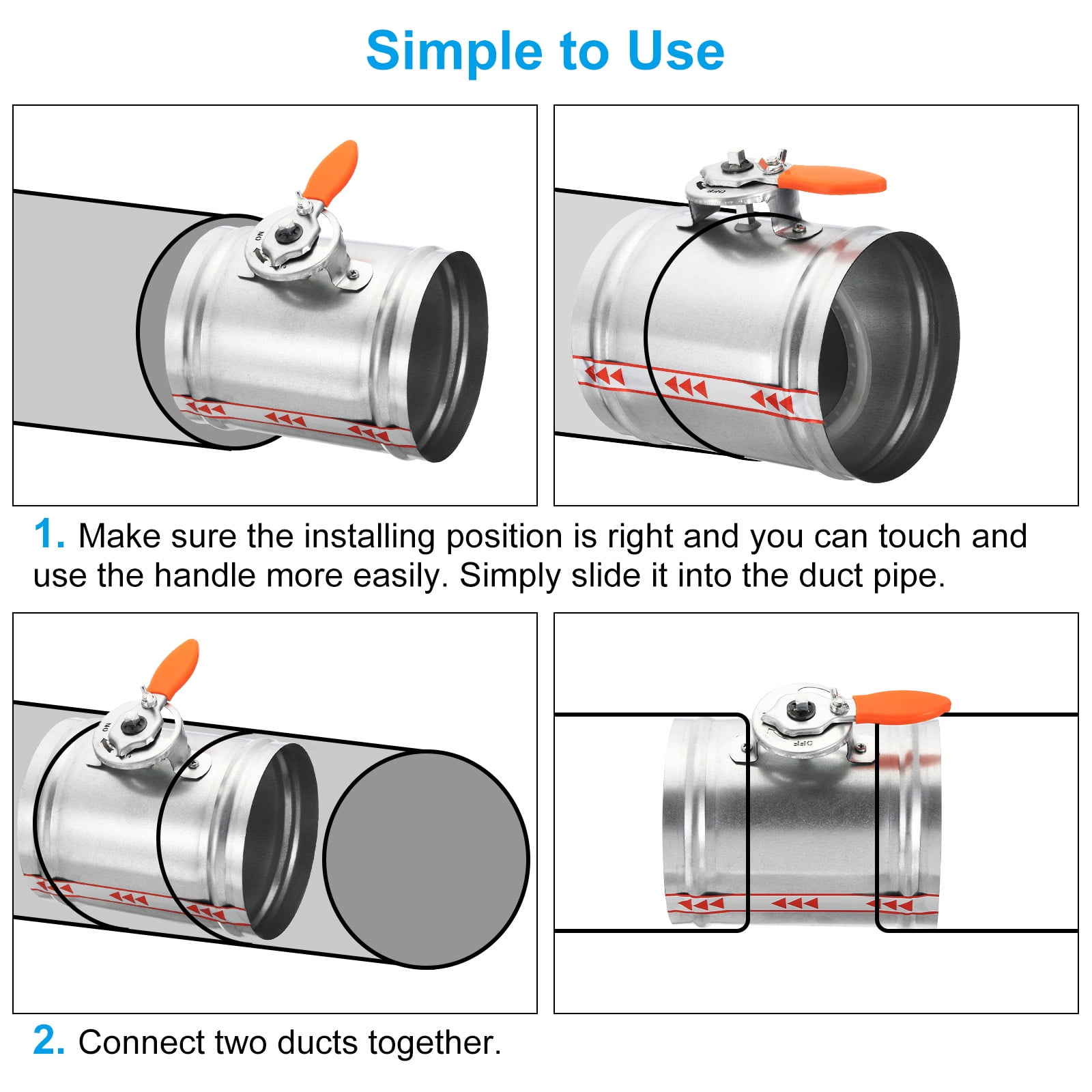 Uxcell 3.2 Inch Manual Control Volume Damper, Galvanized Iron Backdraft Damper for Air Duct, Airflow, Dryer Vent, 150mm