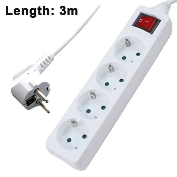 Regleta de enchufes - Interruptor de cable con enchufe extraplano / Toma múltiple con protección para niños / Regleta de conectores con enchufe plano Adepaton 2035613-3