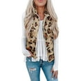 thumbnail image 2 of Tie Dye Sleeveless Fleece Vest, Printed Fleece Fuzzy Zipper Vest Lightweight  For Winter ANGGREK Leopardo Amarillo XXL, 2 of 6