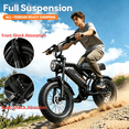 thumbnail image 5 of Teen Electric Bike, 750 & 1000W Motor 20+MPH Speed, 48V 15.6AH Removable Battery, 60 Miles Range, 16×4 Fat Tire Full Suspension E-bike with 3 Speed Assist UL2849, 5 of 8