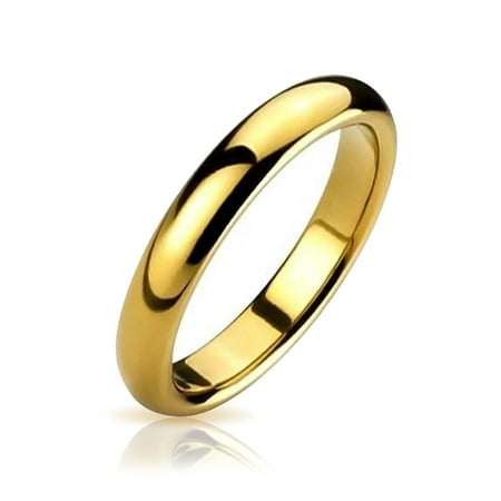 14k Goldmans Wedding Band - Plain Simple Thin Dome Couples Wedding Band Polished 14K Gold Plated Tungsten Ring For Men For Women Comfort Fit 6 MM