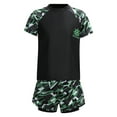 thumbnail image 3 of YEAHDOR Boys Tropical Rashguard And Trunks Set Camouflage Print Swimsuit Quick dry Pool Bathing Suit 1Black 3-4, 3 of 7