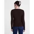 thumbnail image 4 of Scenario Women's and Women's Plus Ribbed Crewneck Cardigan Sweater, Lightweight, Sizes XS-4X, 4 of 6