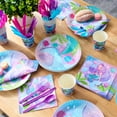 thumbnail image 6 of 145 Pcs Mermaid Birthday Party Supplies with Banner, 24 Serves Tableware Set with Plates, Cups, Napkins, and Cutlery Sets for Mermaid Themes Party Kids 6 7 8 Years, 6 of 16