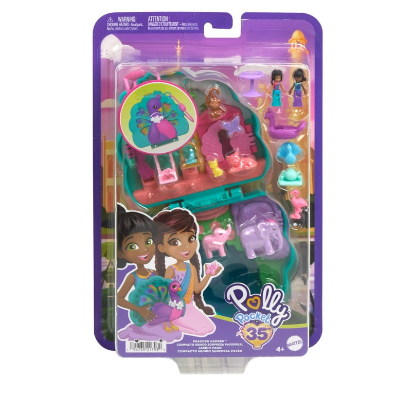 レア☆ ミニチュアLadies3点☆リーフレット2点箱付 Polly Pocket Peacock Garden Compact with 2 Micro Dolls and Pets