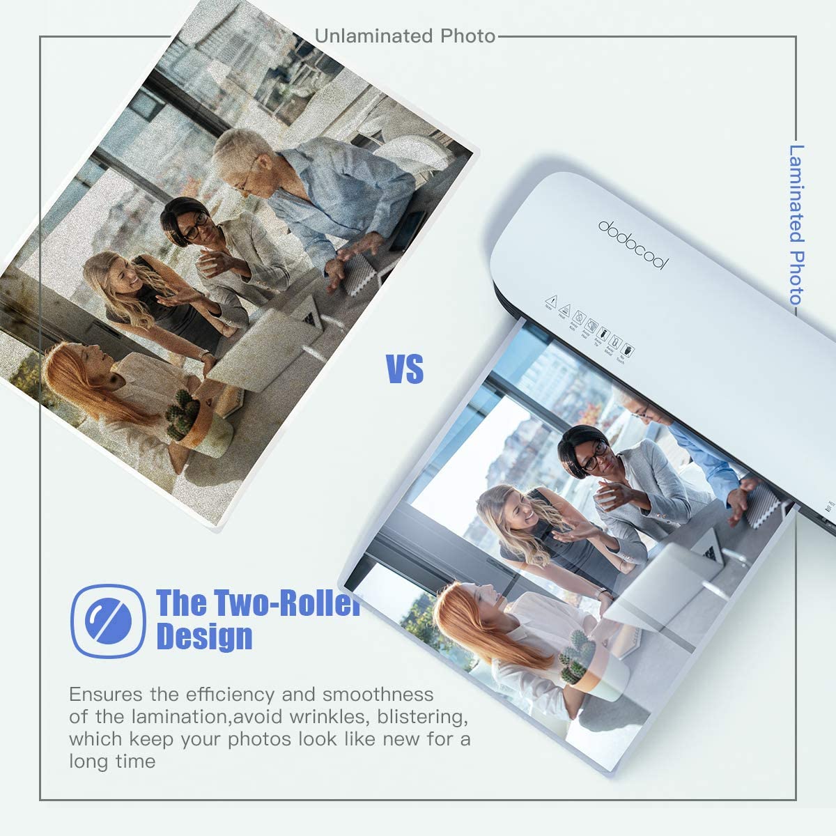 Dodocool Thermal Laminating Machine, 4 in 1 Personal Laminator with 20 A4 A5 A6 Pouches