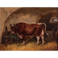 thumbnail image 2 of Józef Brodowski 24x19 Black Ornate Framed Double Matted Museum Art Print Titled: Ox in the Barn (1898), 2 of 5