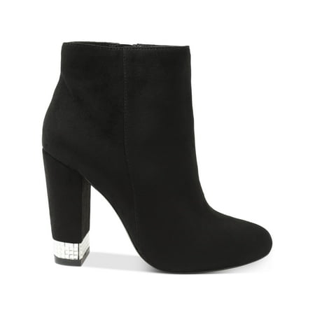 

XOXO Womens Black Rhinestone Heel Comfort Yardria Round Toe Block Heel Zip-Up Boots 9.5 M