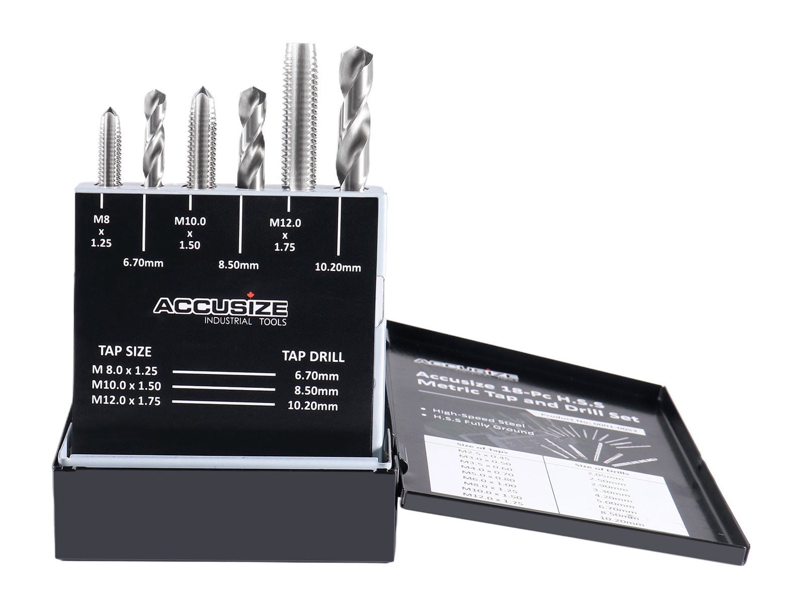 Accusize 18 Pc HSS Tap and Drill Set, Metric, 0001-0052