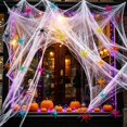 thumbnail image 5 of Zoxiy Glow in The Dark Halloween Spider Web Decorations, Stretchable Fluorescent Luminous Cotton Cobweb, Flexible DIY Halloween Decor MaterialFestive Cobweb for Party Scene Display Holiday Layout, 5 of 8