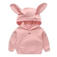 thumbnail image 1 of Ketyyh-chn99 Kids Lightweight Sweatshirt Jacket Kids Toddler Baby Girls Boys Cute Cartoon Patchwok Rabbit Ear Hooded Sweatshirt Tops Outfits for 6-12 Months,Pink, 1 of 2