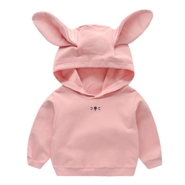 Ketyyh-chn99 Kids Lightweight Sweatshirt Jacket Kids Toddler Baby Girls Boys Cute Cartoon Patchwok Rabbit Ear Hooded Sweatshirt Tops Outfits for 6-12 Months,Pink