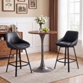 thumbnail image 6 of ONEVOG 25.6" Swivel Counter Stools Set of 3,Pu Leather Upholstered Bar Stools with Full Back,Modern Counter Height Bar Stools with Black Metal Legs for Kitchen Island,Black, 6 of 12