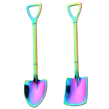

2pcs/set Practical Stainless Steel Spoon Dessert Spoon Mixing Spoon Coffee Spoon