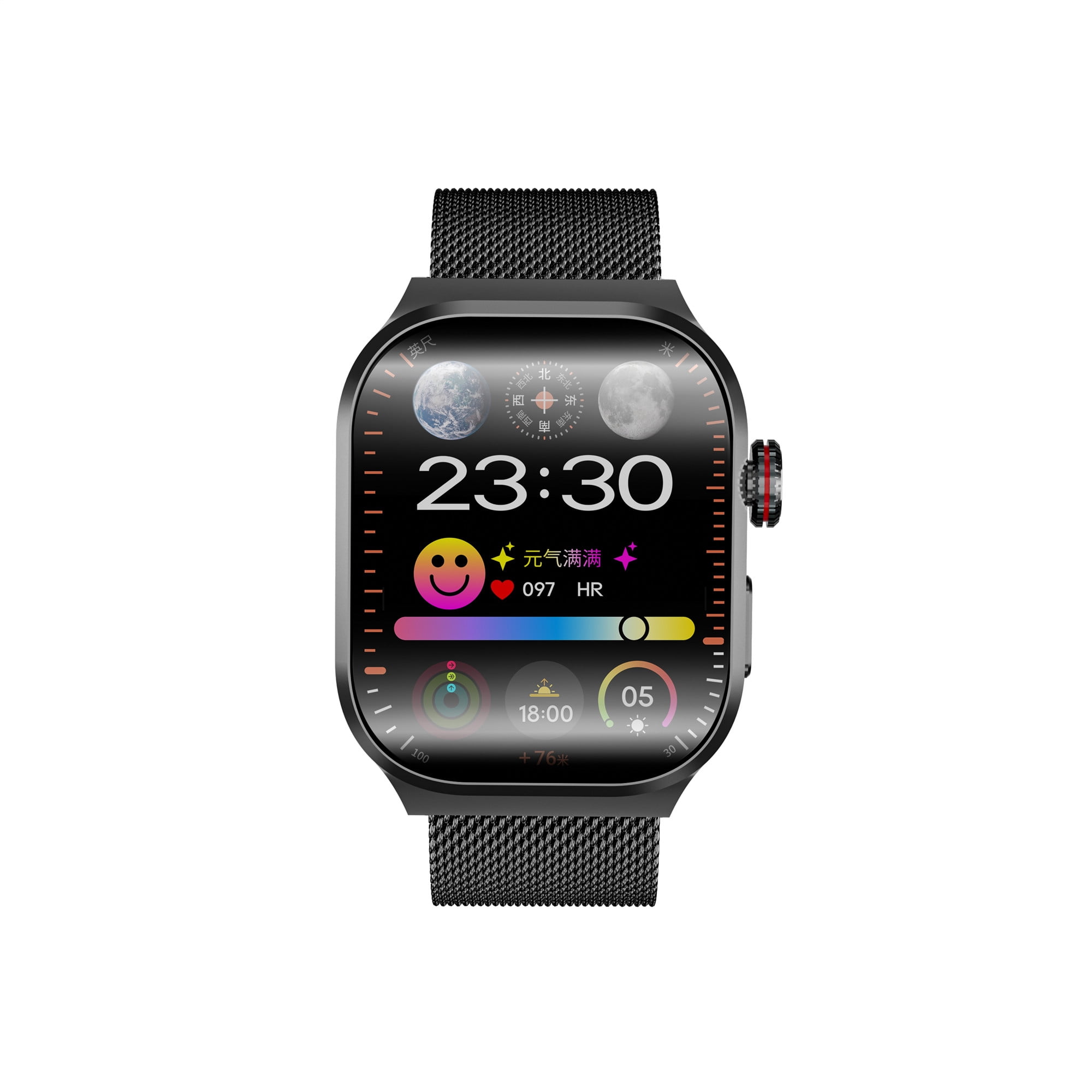 E EYAFA Smart Watch JS Watch 10S 2.13 inch AMOLED Screen Bluetooth Call Sports Watch with 4GB Local Memory Wireless Charging for Men and Women-Black