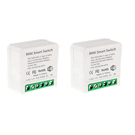 NEW 2X Mini Smart WiFi Relay Switch, DIY Timer Light Switch Module Life/Tuya Application, Wireless Remote Control