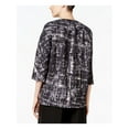thumbnail image 2 of ANNE KLEIN $159 Womens New 4271 Gray Printed Open Cardigan 3/4 Sleeve Top 8 B+B, 2 of 4