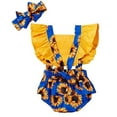 thumbnail image 2 of Styles I Love Baby Girl Sunflower Print Ruffle Open Back Romper Sunsuit with Headband 2pcs Set Summer Outfit, 2 of 8
