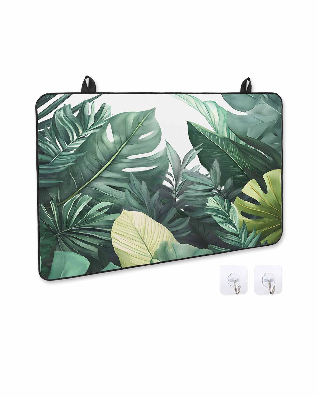 nqOlkjepod Large Induction Cooktop Protector Mat 24"x21", Tropical Leaves Stove Top Covers for Electric Stove, Watercolor Summer Botanical Leaf Plants Stove Burner Cover Mats, Glass Top Stove Cover