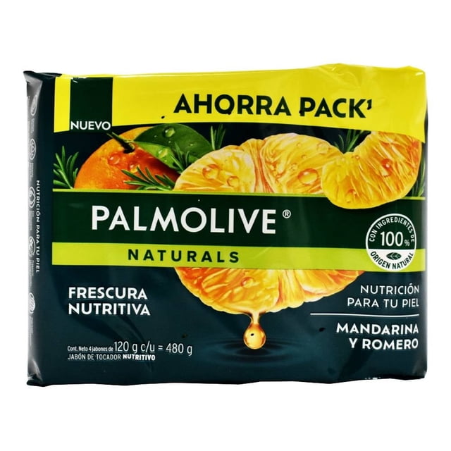 Jabon de Baño Palmolive Naturals Sensación Humectante Mandarina y Romero 4 x 120 g